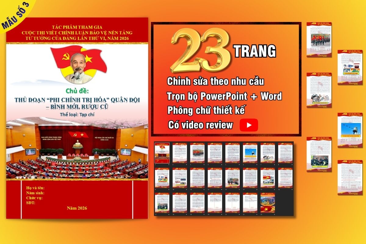 Mẫu slide bài thi chính luận bảo vệ nền tảng tư tưởng của Đảng lần thứ 6