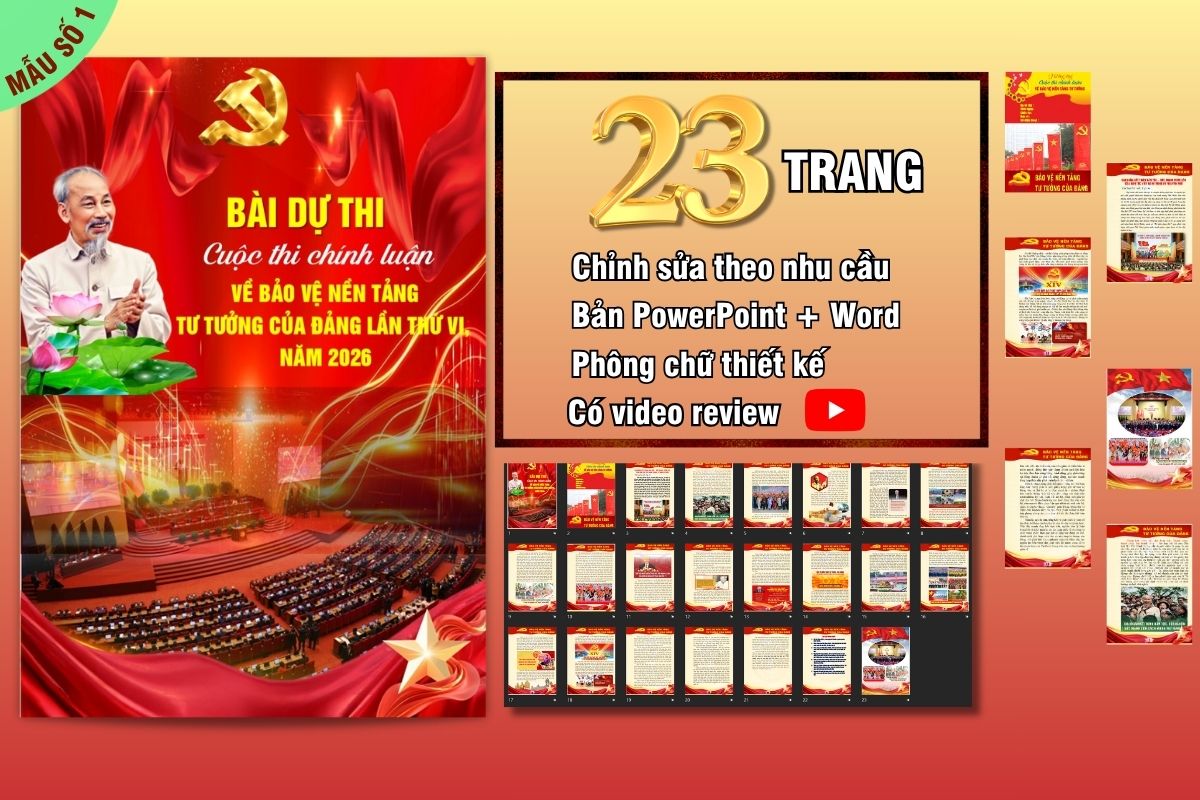 Slide bài dự thi chính luận bảo vệ nền tảng tư tương của Đảng lần thứ VI năm 2026 mẫu số 1 Slide bài dự thi chính luận bảo vệ nền tảng tư tương của Đảng lần thứ VI năm 2026 mẫu số 1