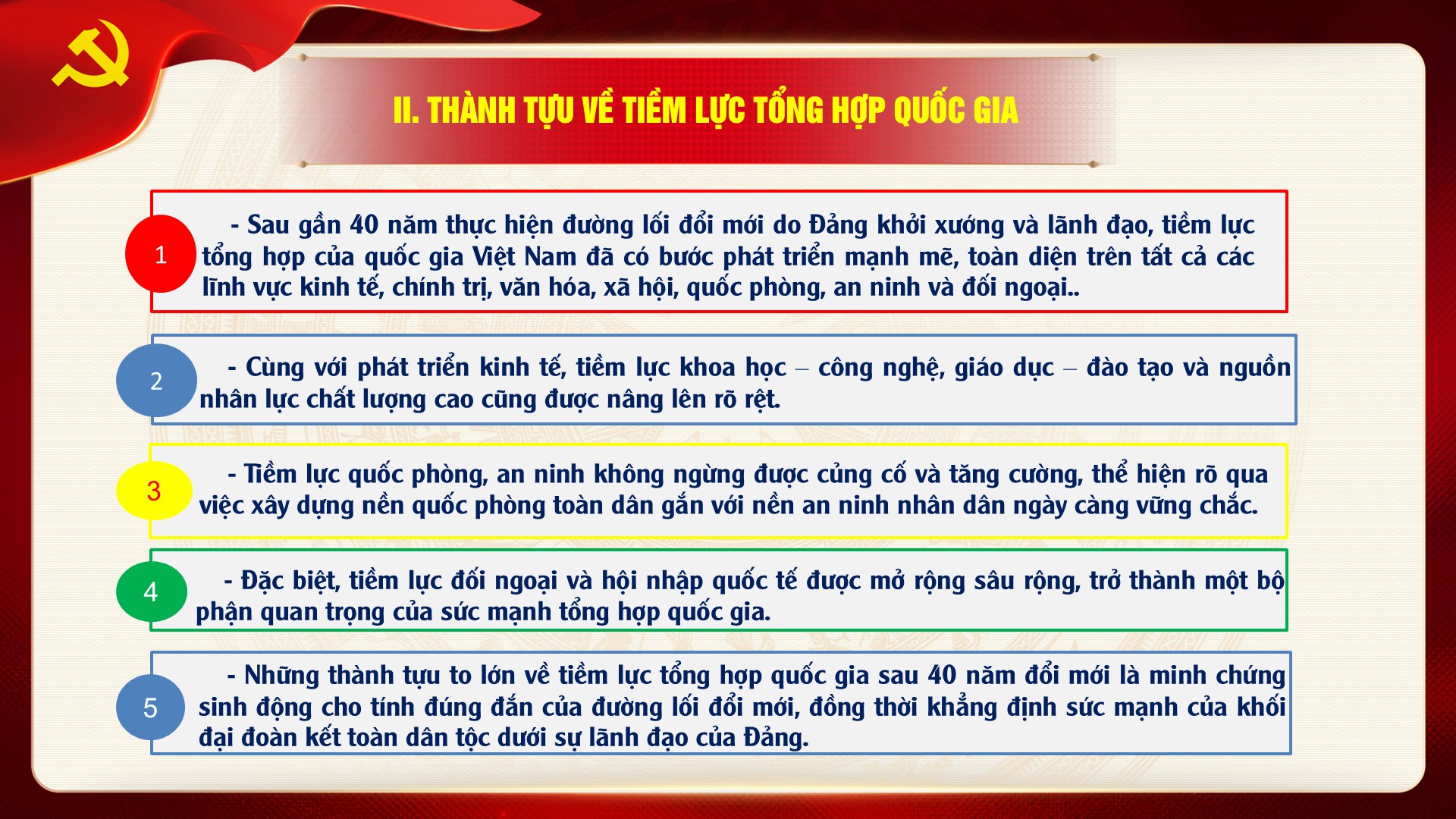 Thành tựu về tiềm lực tổng hợp quốc gia