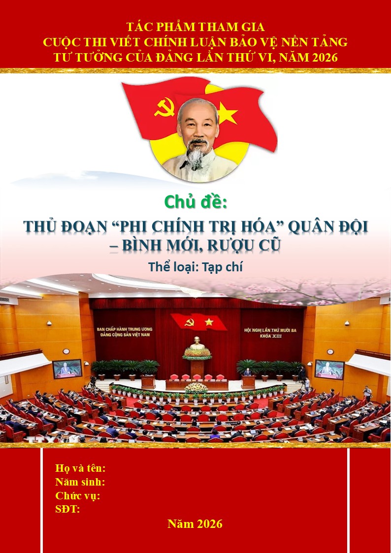 Trang bìa bài thi chính luận bảo vệ nền tảng tư tưởng của Đảng mẫu số 3