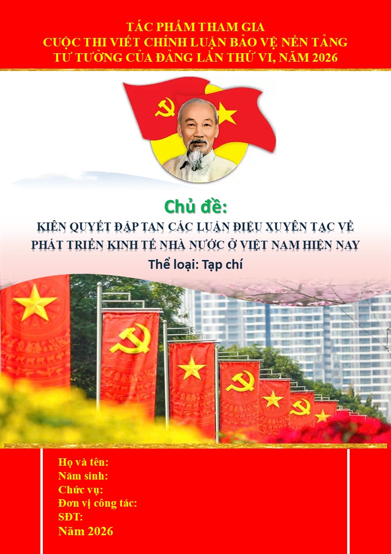 Trang bìa của bài dự thi chính luận bảo vệ nền tảng tư tưởng của Đảng lần thứ VI, mẫu số 2