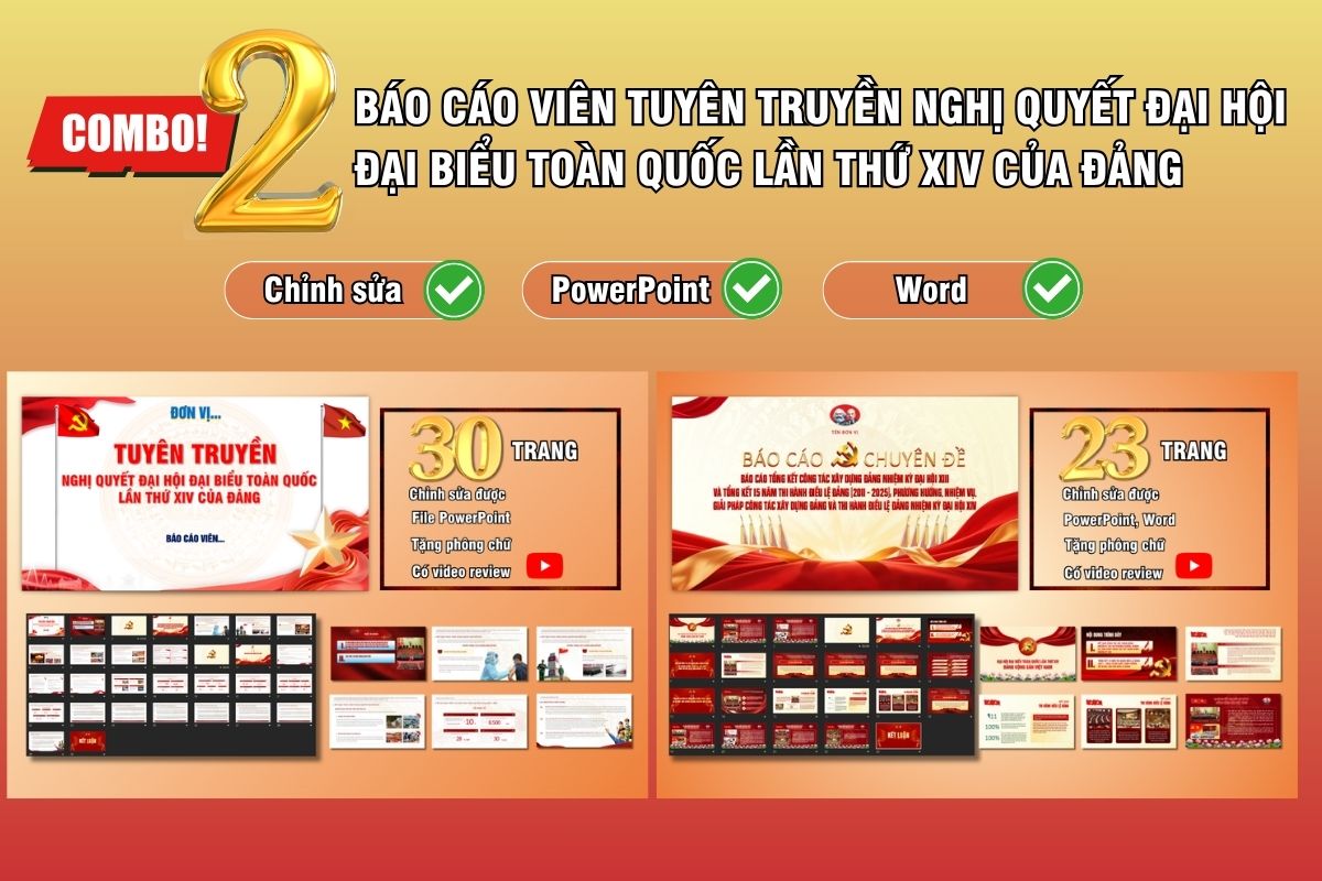 Combo 2 slide báo cáo viên tuyên truyền nghị quyết Đại hội 14 (XIV)
