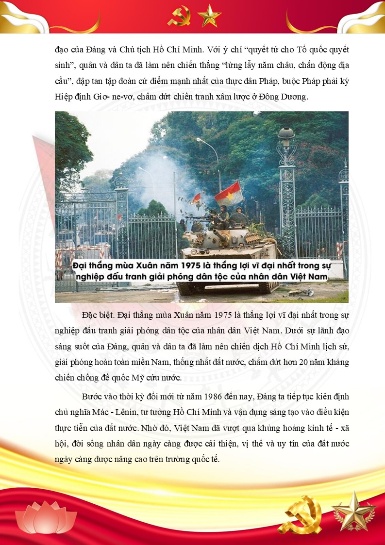 Đại thắng mùa Xuân 1975 - thắng lợi vĩ đại nhất trong sự nghiệp đấu tranh giải phóng dân tộc của nhân dân Việt Nam