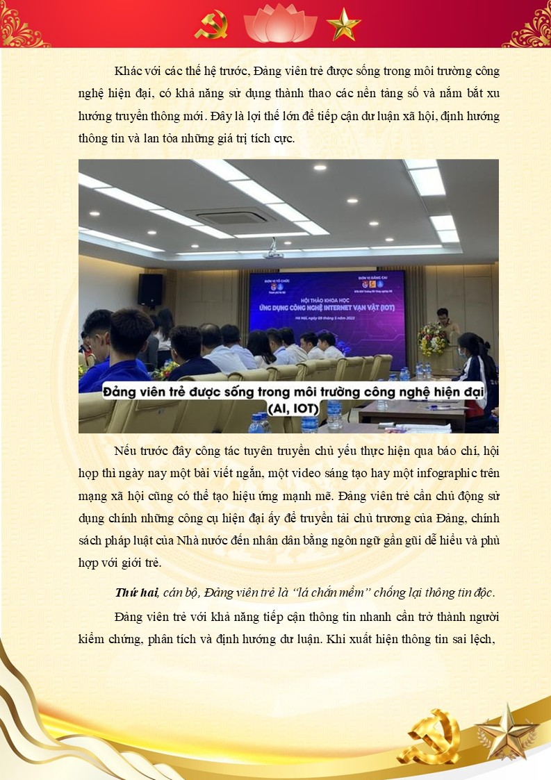 Trích nội dung Vai trò của can bộ, Đảng viên trẻ trong đấu tranh phản bác thông tin sai trái trên mạng xã hội