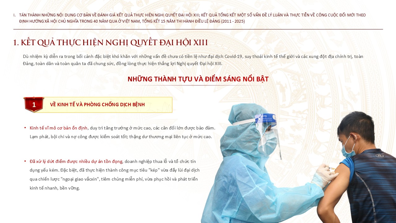 Trích nội dung kết quá thực hiện Nghị quyết Đại hội XIII