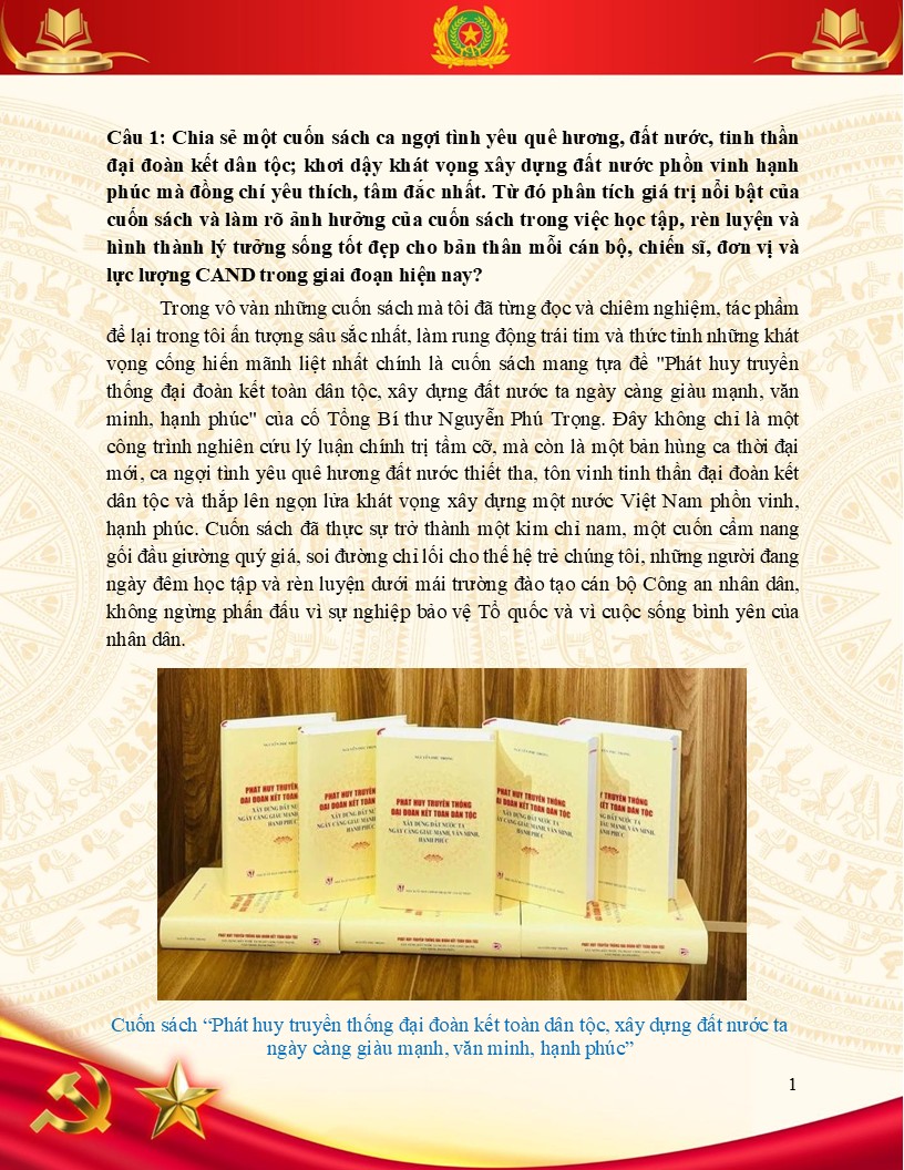 Cuốn sách Phát huy truyền thống đại đoàn kết toàn dân tộc, xây dựng đất nước ta ngày càng giàu mạnh, văn minh, hạnh phúc