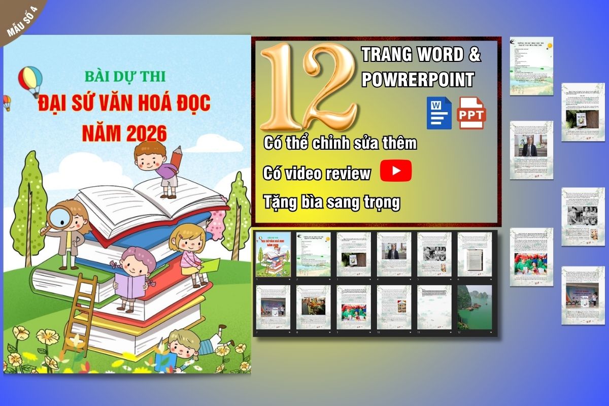Mẫu bài dự thi Đại sứ văn hoá đọc 2026 bản Word