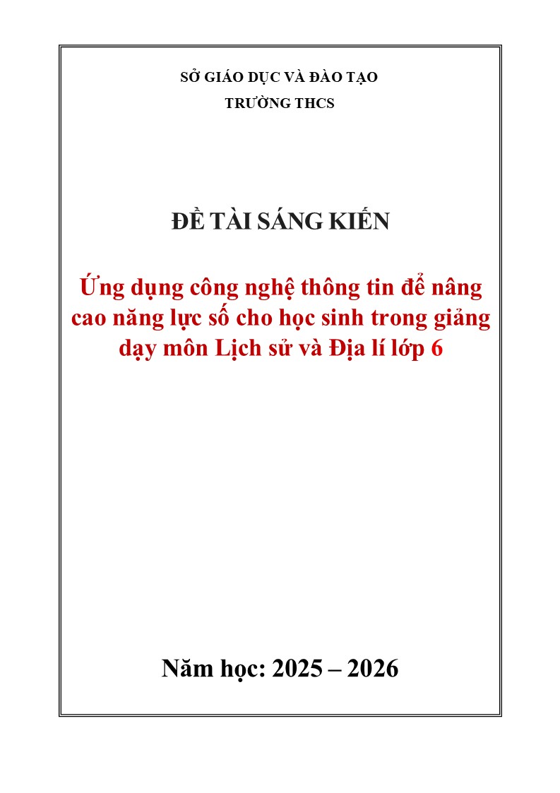 Ứng dụng công nghệ thông tin trong giảng dạy môn Lịch sử và Địa lý 6
