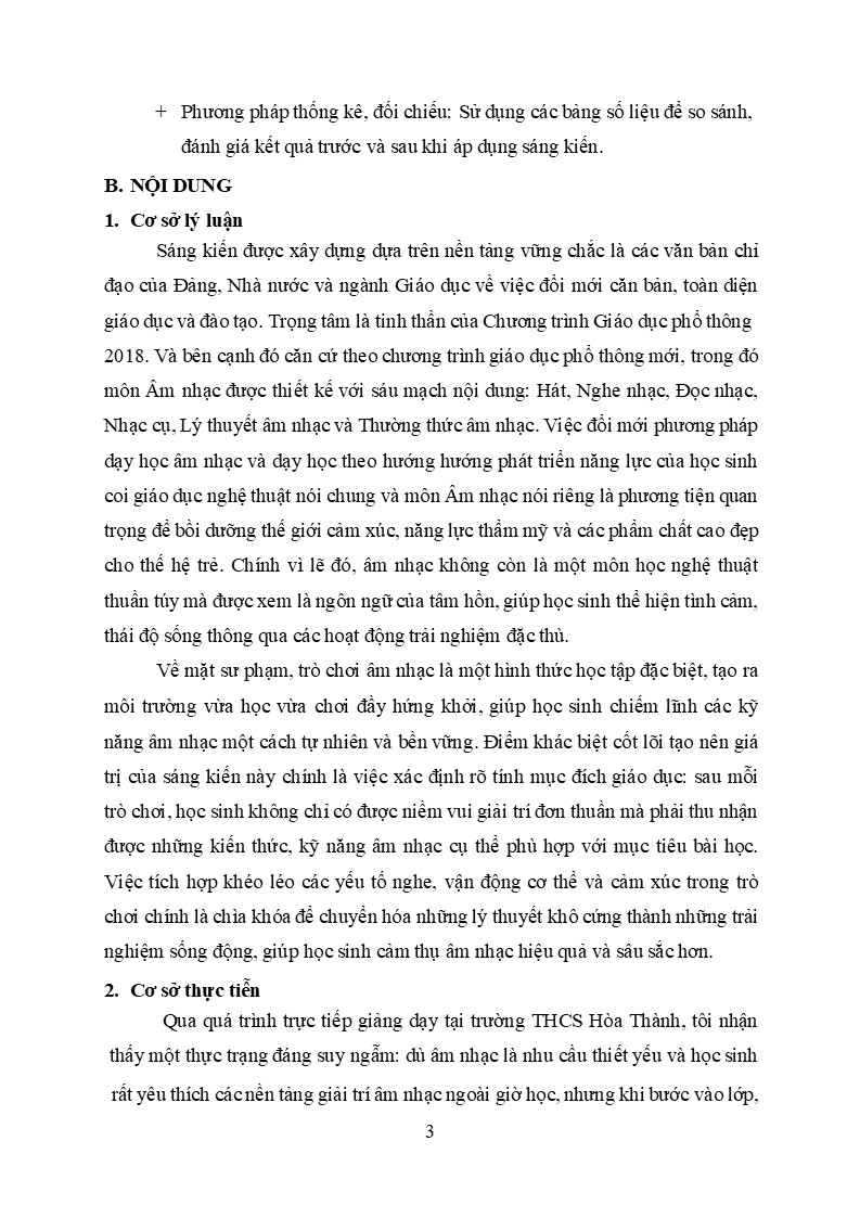 Bản Word sáng kiến kinh nghiệm môn Âm nhạc cấp THCS năm 2026 7 Cơ sở lý luận của mẫu sáng kiến số 30