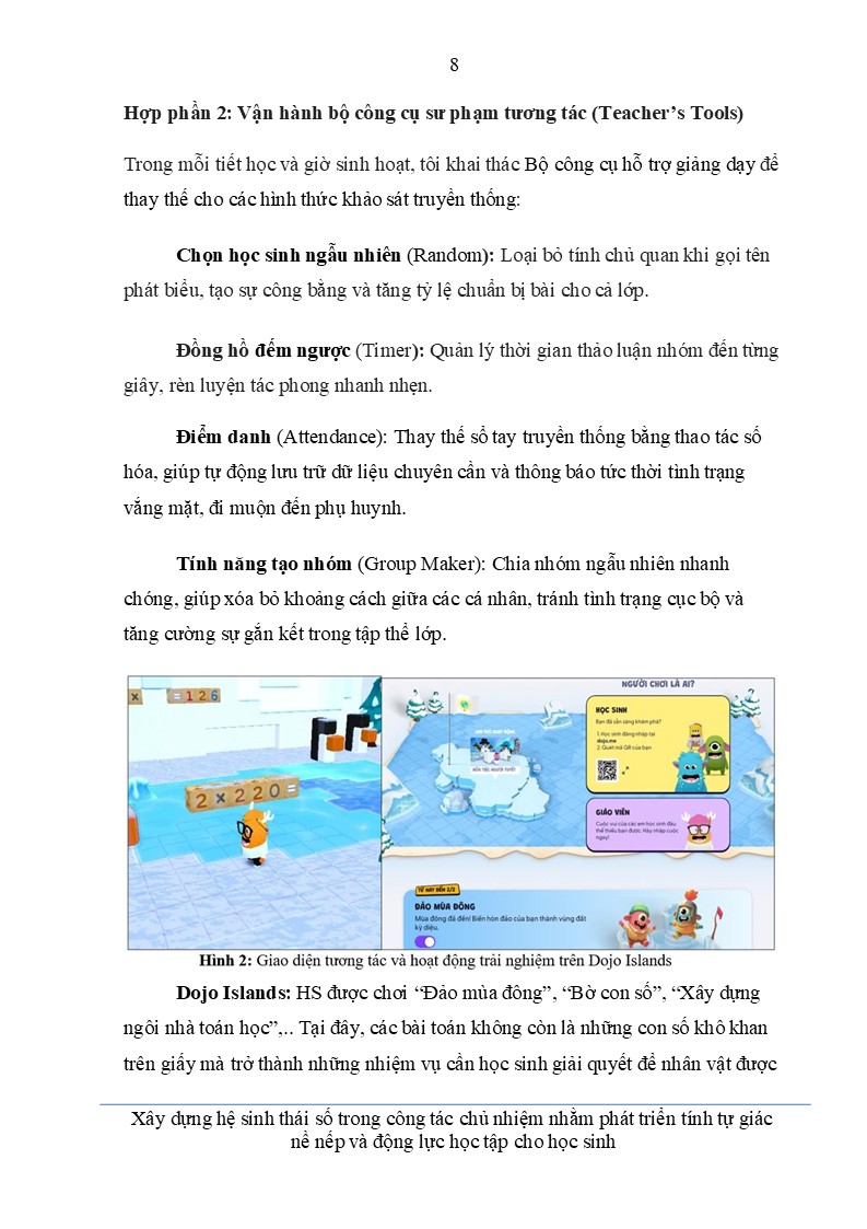 Mẫu sáng kiến kinh nghiệm Chủ nhiệm lớp cấp THCS năm 2026 9 Giao diện Dojo Islands