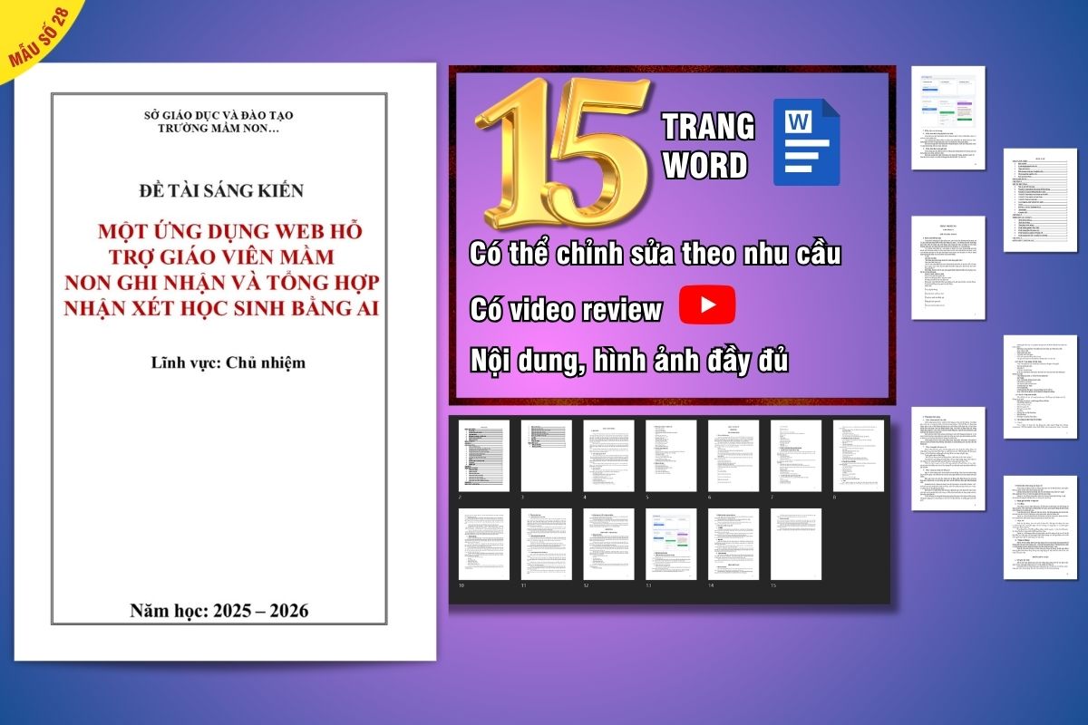 Mẫu sáng kiến kinh nghiệm công tác chủ nhiệm Mầm non, năm 2026