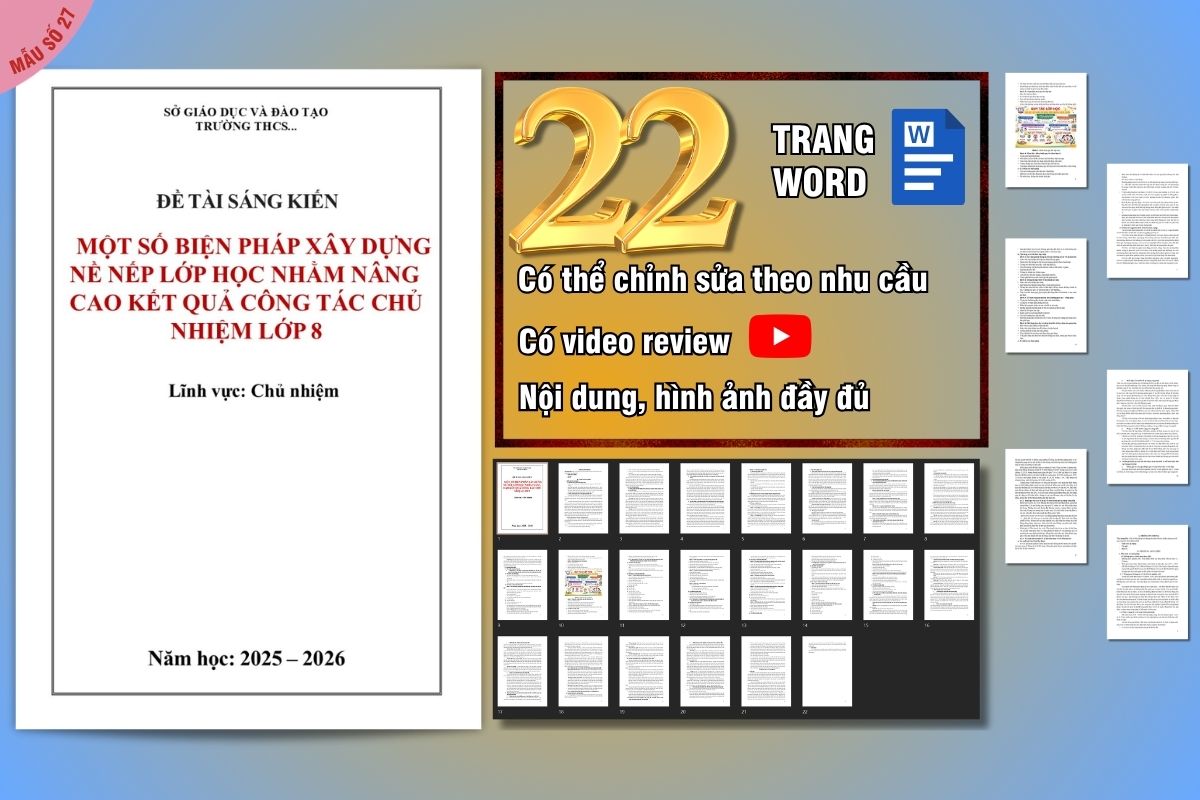 Mẫu sáng kiến kinh nghiệm công tác chủ nhiệm cấp THCS, năm 2026