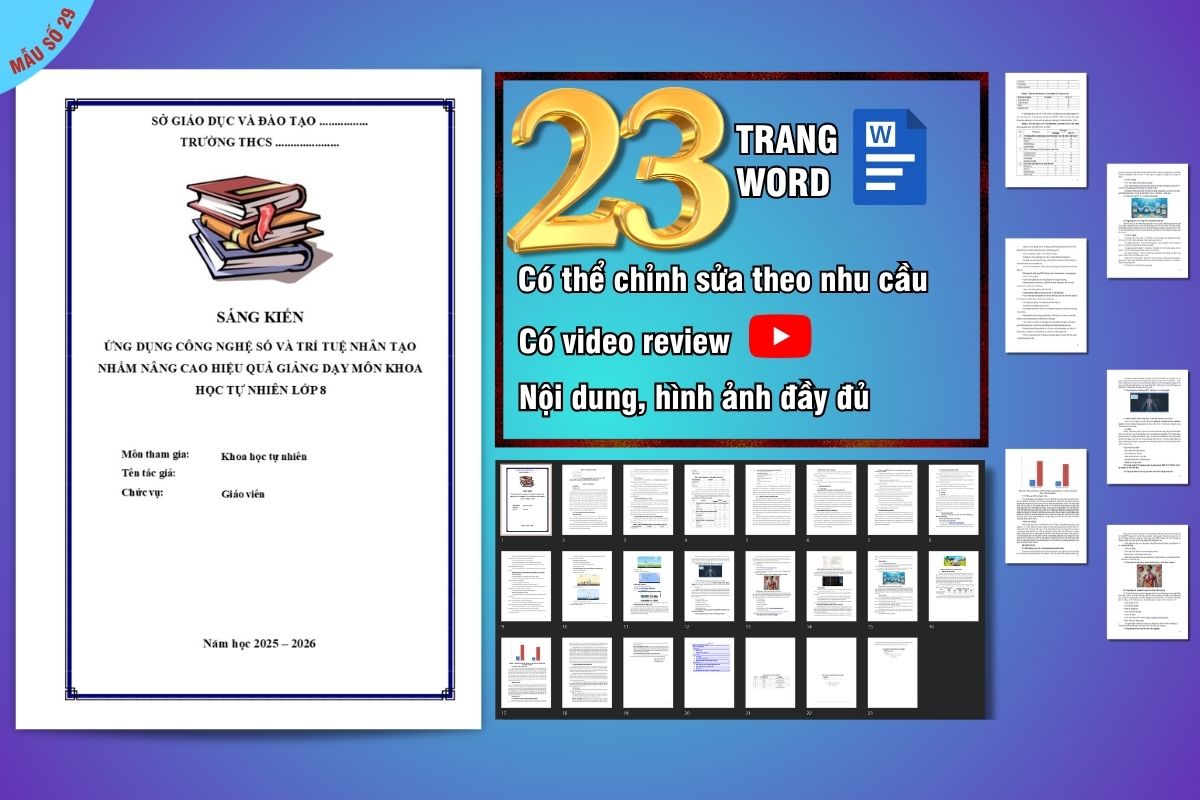 Mẫu sáng kiến kinh nghiệm môn Khoa học tự nhiên lớp 8, năm 2026 Mẫu sáng kiến kinh nghiệm môn Khoa học tự nhiên lớp 8, năm 2026