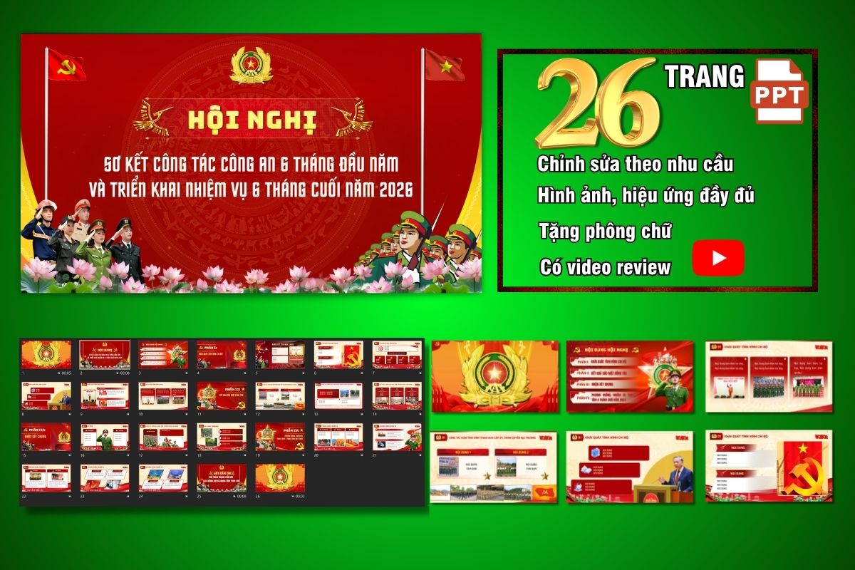 Mẫu slide Hội nghị sơ kết công tác Công an 6 tháng đầu năm 2026