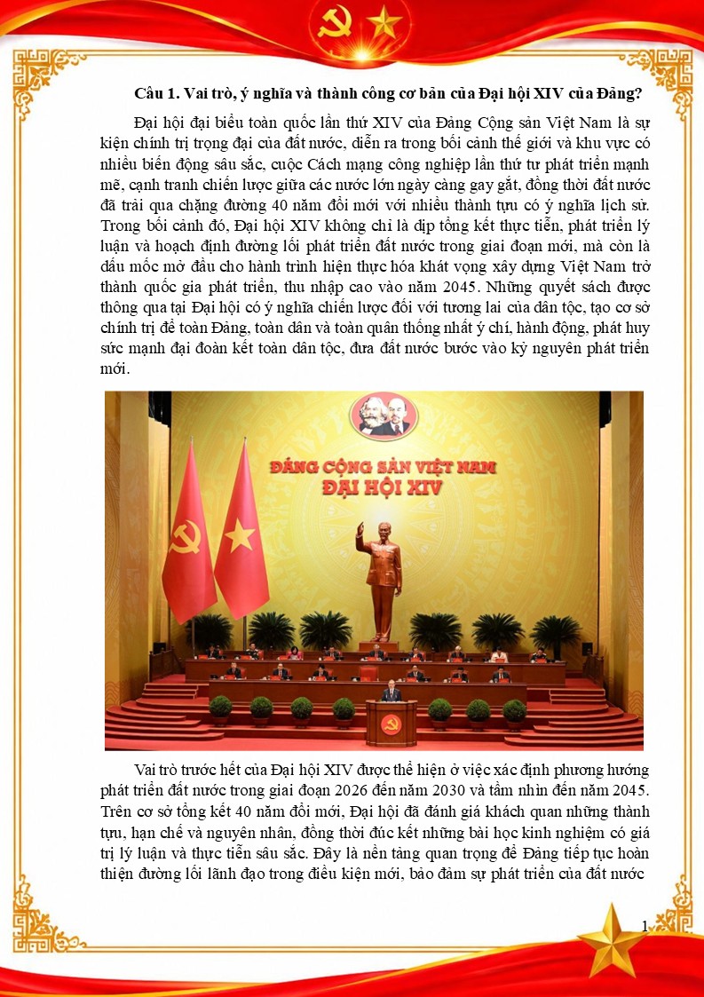 Bài dự thi cuộc thi tìm hiểu Văn kiện Đại hội Đại biểu lần thứ XIV của Đảng 7 Nội dung của bài dự thi CUỘC THI TÌM HIỂU VĂN KIỆN ĐẠI HỘI ĐẠI BIỂU TOÀN QUỐC LẦN THỨ XIV CỦA ĐẢNG VÀ ĐẠI HỘI ĐẠI BIỂU ĐẢNG BỘ TỈNH AN GIANG LẦN THỨ I