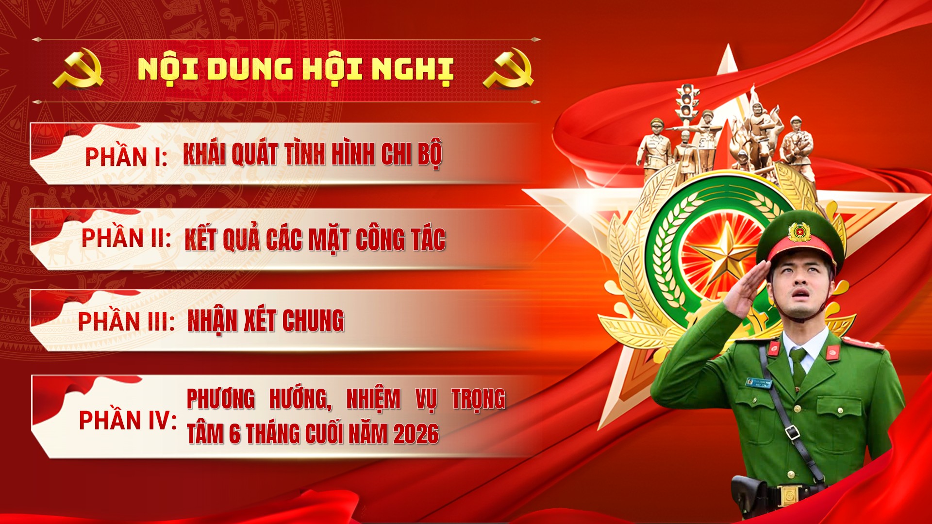 Mẫu slide hội nghị Sơ kết công tác Công an 6 tháng đầu năm 2026 9 Nội dung của hội nghị
