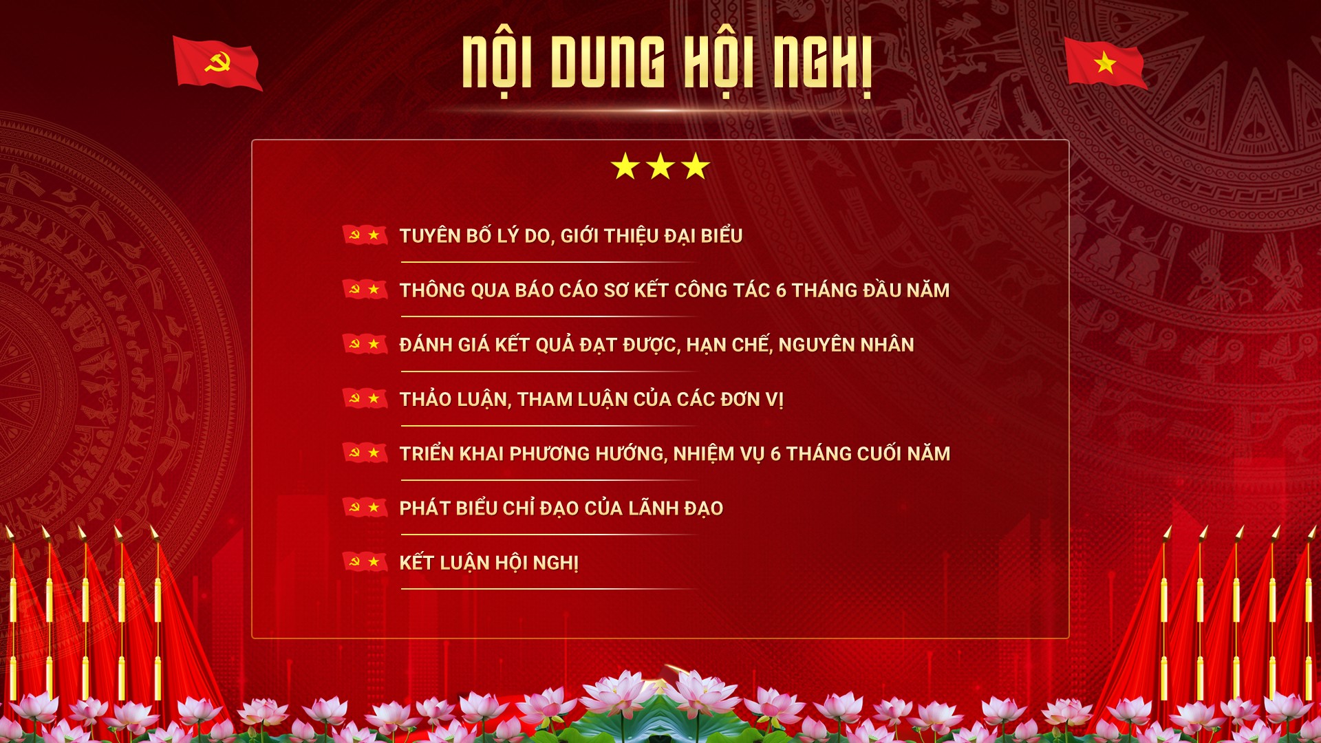 Slide Hội nghị sơ kết 6 tháng đầu năm, tặng kèm phông chữ 8 Nội dung trong hội nghị sơ kết