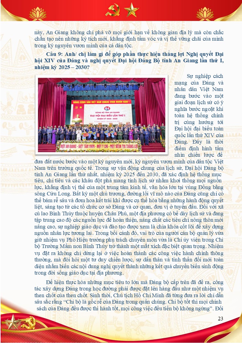Bài dự thi tìm hiểu văn kiện Đại hội XIV của Đảng 8 Trích nội dung phần trả lời câu hỏi số 9