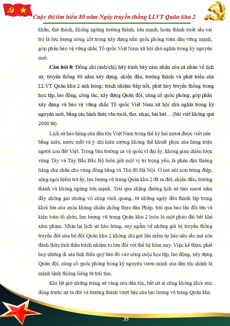 Câu số 8 được trả lời bằng văn xuôi