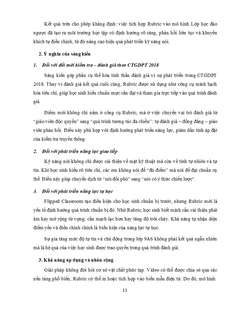 Ý nghĩa của sáng kiến