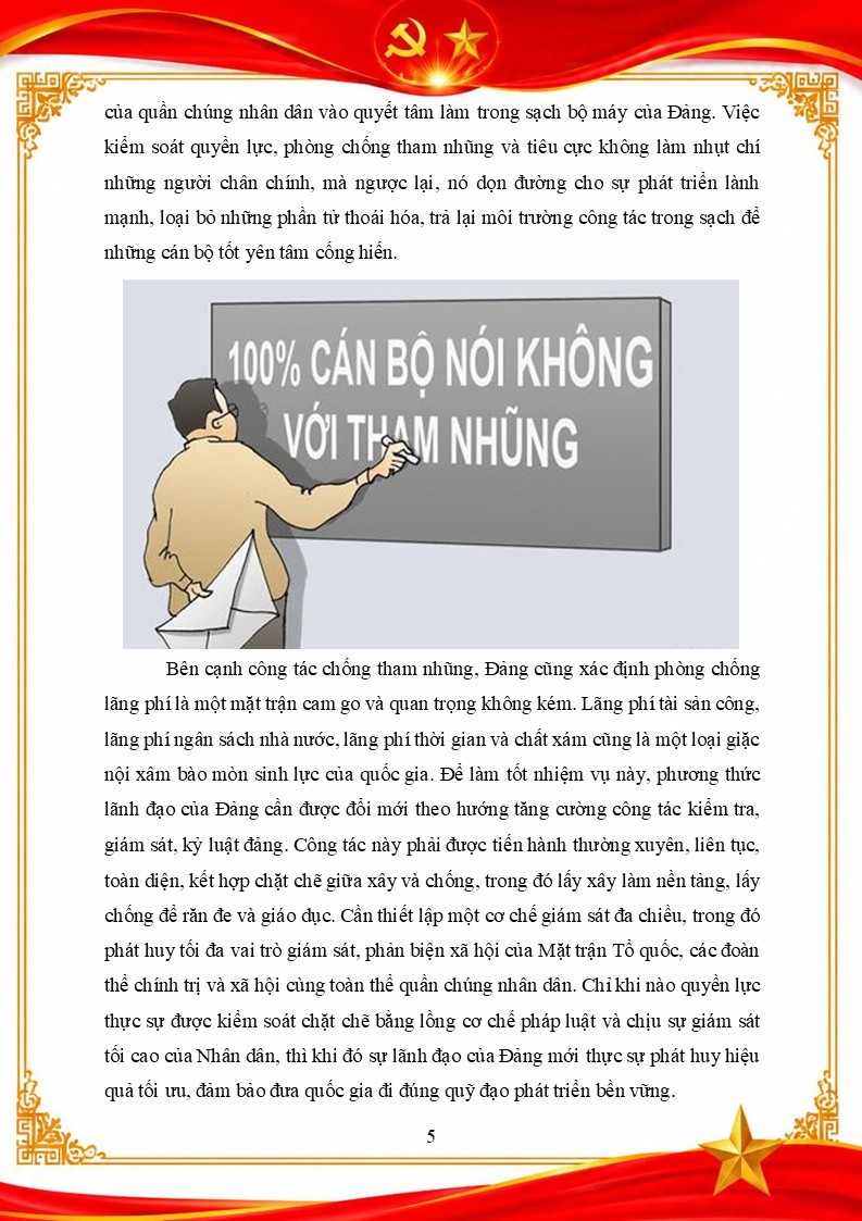 Bài dự thi Giải Búa liềm vàng năm 2026 4 100 phần trăm cán bộ nói không với tham nhũng