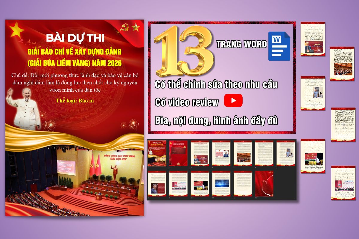 Bài dự thi Giải Báo chí về xây dựng Đảng ( giải Búa Liềm Vàng ) năm 2026