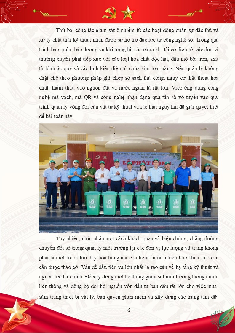 Bản Word bài dự thi cuộc thi viết về bảo vệ môi trường trong quân đội năm 2026 10 Công tác giám sát ô nhiễm từ các hoạt động quân sự đặc thù và xử lý chất thải kỹ thuật nhận được sự hỗ trợ đắc lực từ công nghệ số