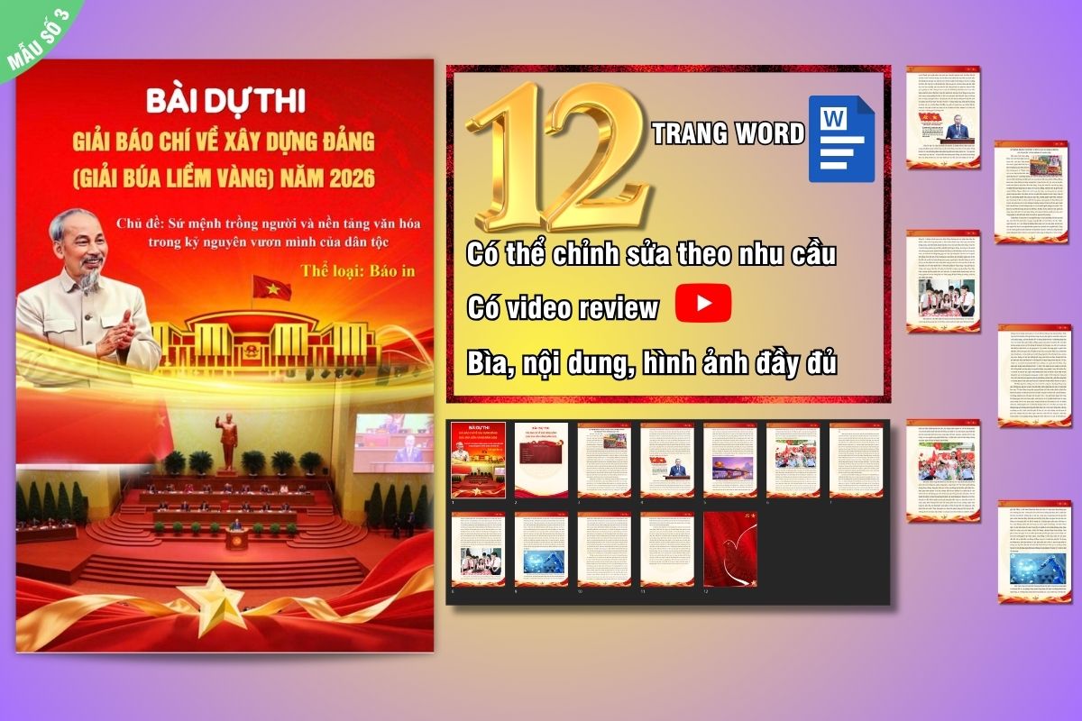 Mẫu bài dự thi Giải Búa liềm vàng năm 2026 (Giải báo chí về xây dựng Đảng) Mẫu bài dự thi Giải Búa liềm vàng năm 2026 (Giải báo chí về xây dựng Đảng)
