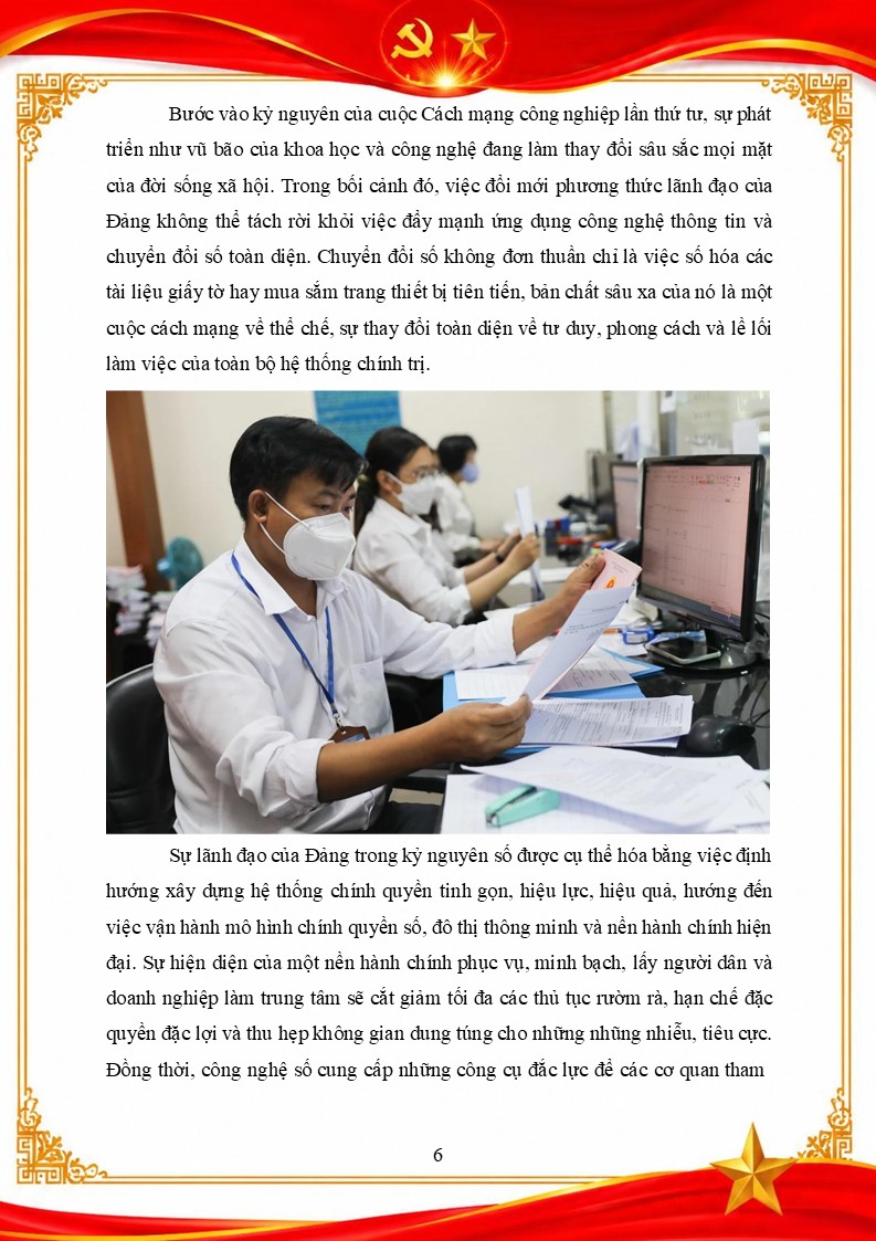 Bài dự thi Giải Búa liềm vàng năm 2026 5 Sự lãnh đạo của Đảng trong kỷ nguyên số được cụ thể hóa bằng việc định hướng xây dựng hệ thống chính quyền tinh gọn