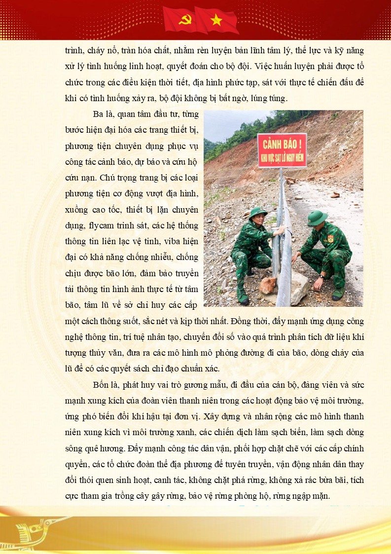 File Word cuộc thi viết về bảo vệ môi trường trong quân đội năm 2026 3 Hiện đại hóa các trang thiết bị, phương tiện chuyên dụng phục vụ công tác cảnh báo