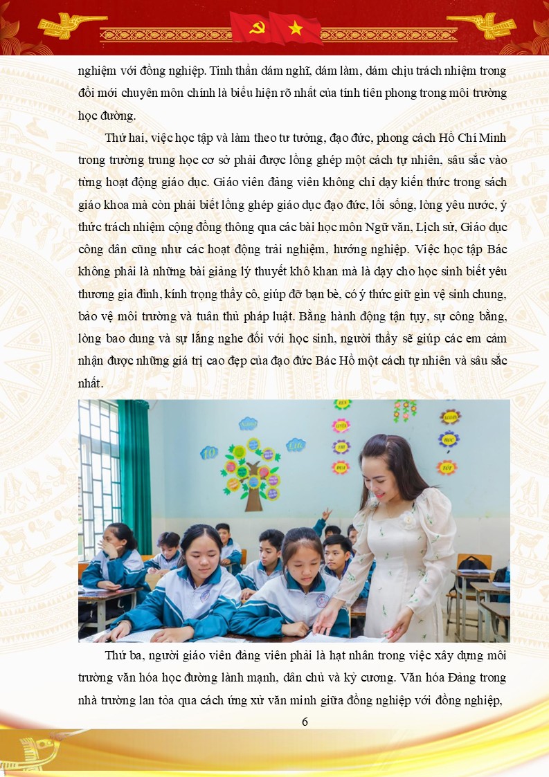 Bài viết Giải báo chí về xây dựng Đảng năm 2026 4 Giáo viên Đảng viên không chỉ dạy kiến thức trong sách giáo khoa mà còn phải biết lồng ghép giáo dục đạo đức
