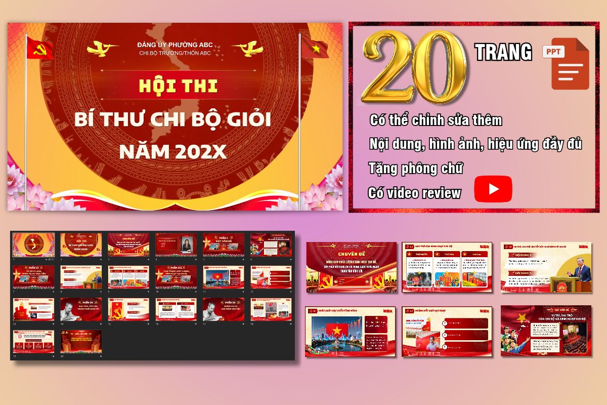 Slide Hội thi Bí thư Chi bộ giỏi 20 trang. tặng phông chữ Slide Hội thi Bí thư Chi bộ giỏi 20 trang. tặng phông chữ