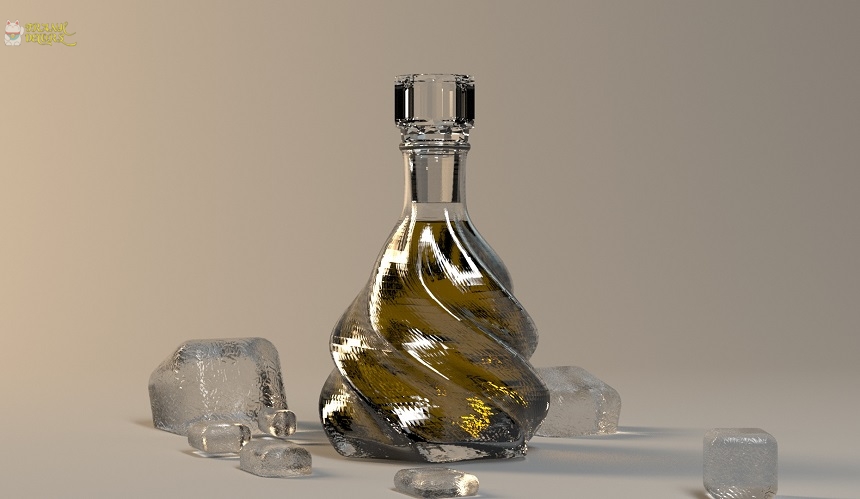 Mô hình 3D Chai rượu dạng xoắn ốc