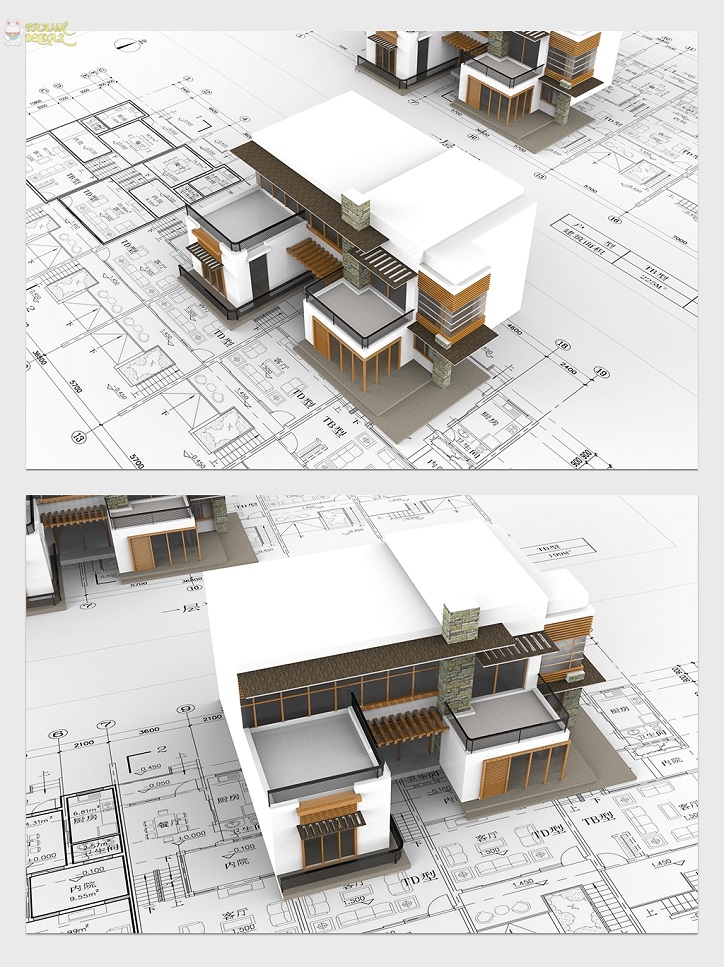 Bản đầy đủ mô hình 3D nhà 2 tầng kèm bản vẽ CAD