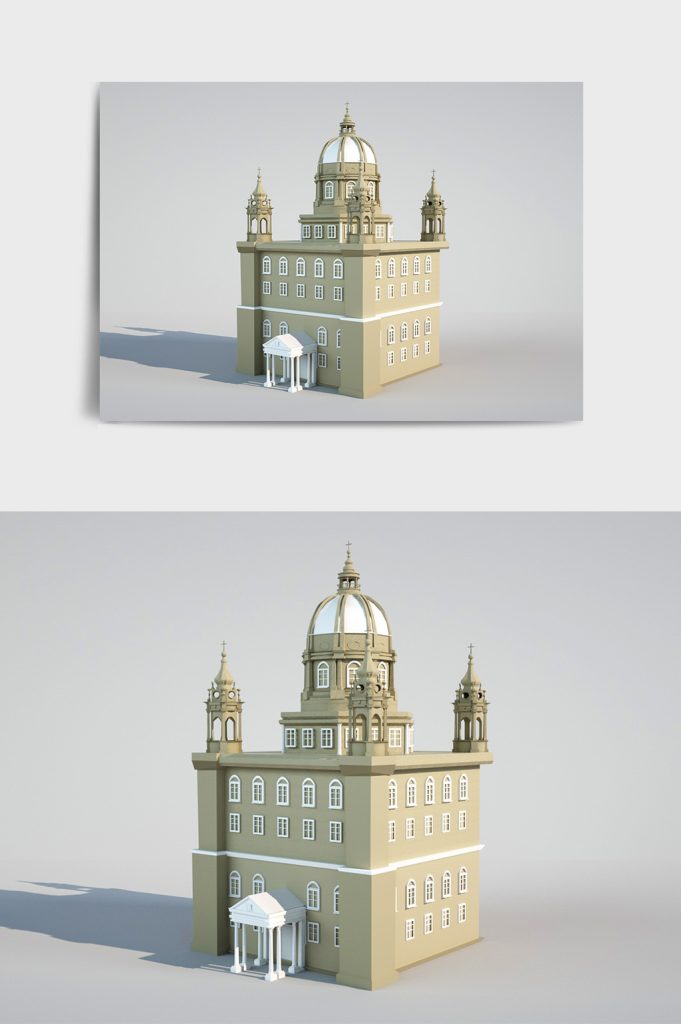 Mô hình 3D lâu đài châu Âu