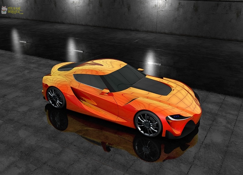 Mô hình siêu xe màu cam 3D