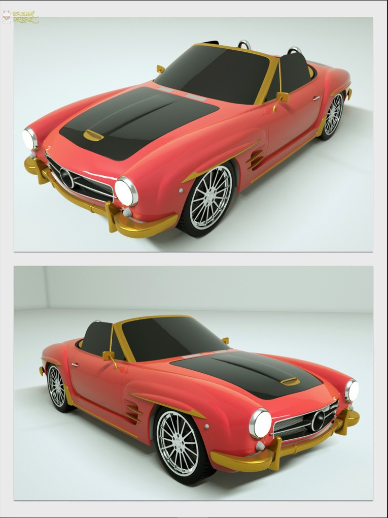 Mô hình siêu xe mercedes thể thao đỏ 3D