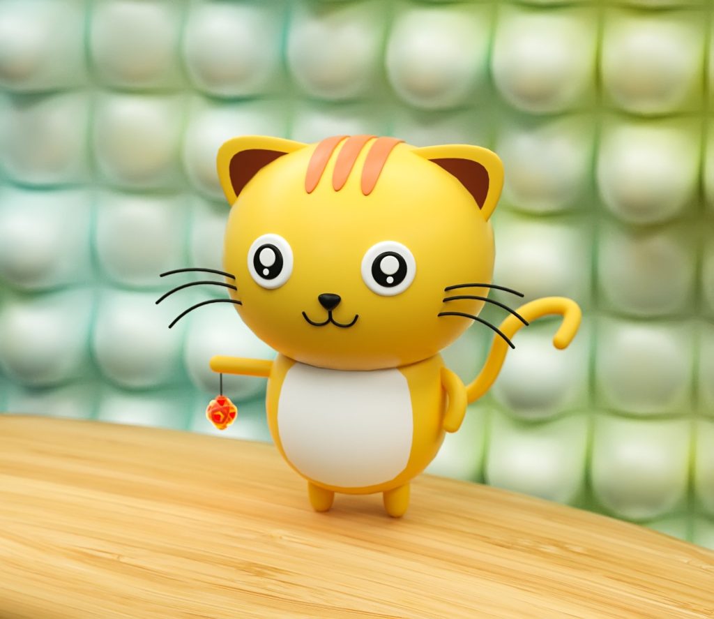Mô hình con mèo màu vàng cute 3D