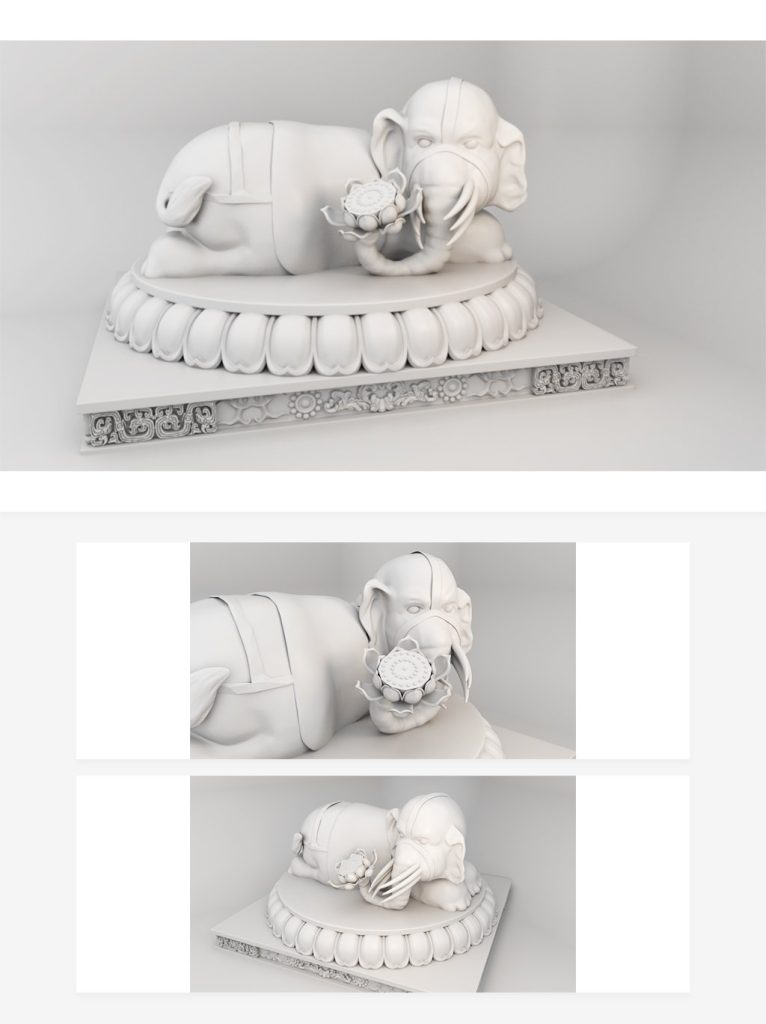 Mô hình tượng thần voi nằm 3D