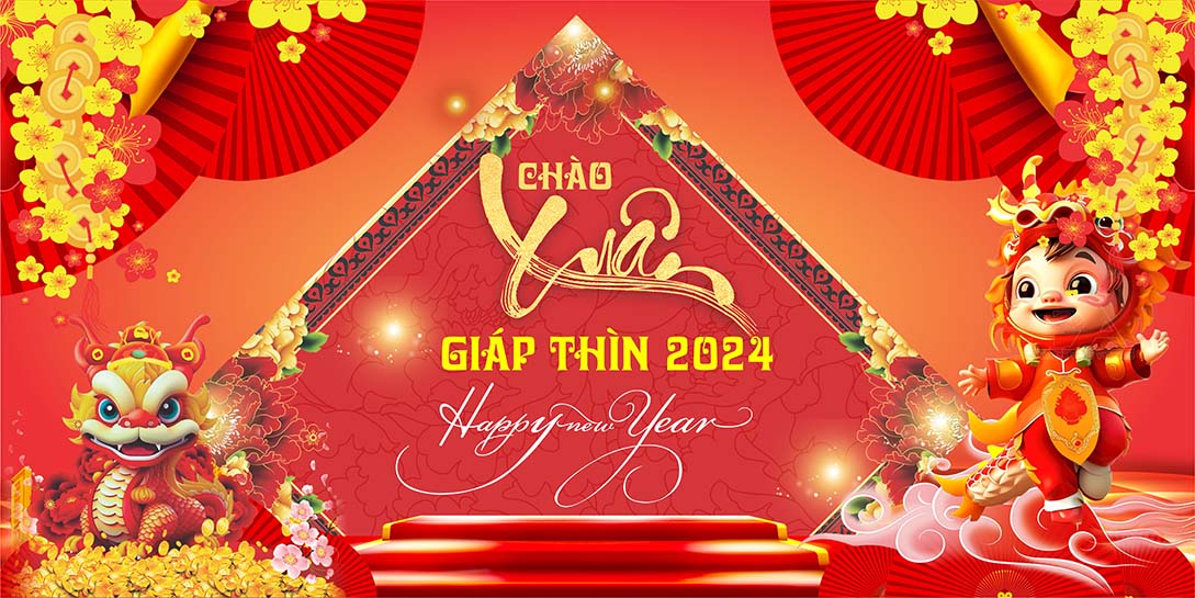 Background Chào Xuân Giáp Thìn 2024